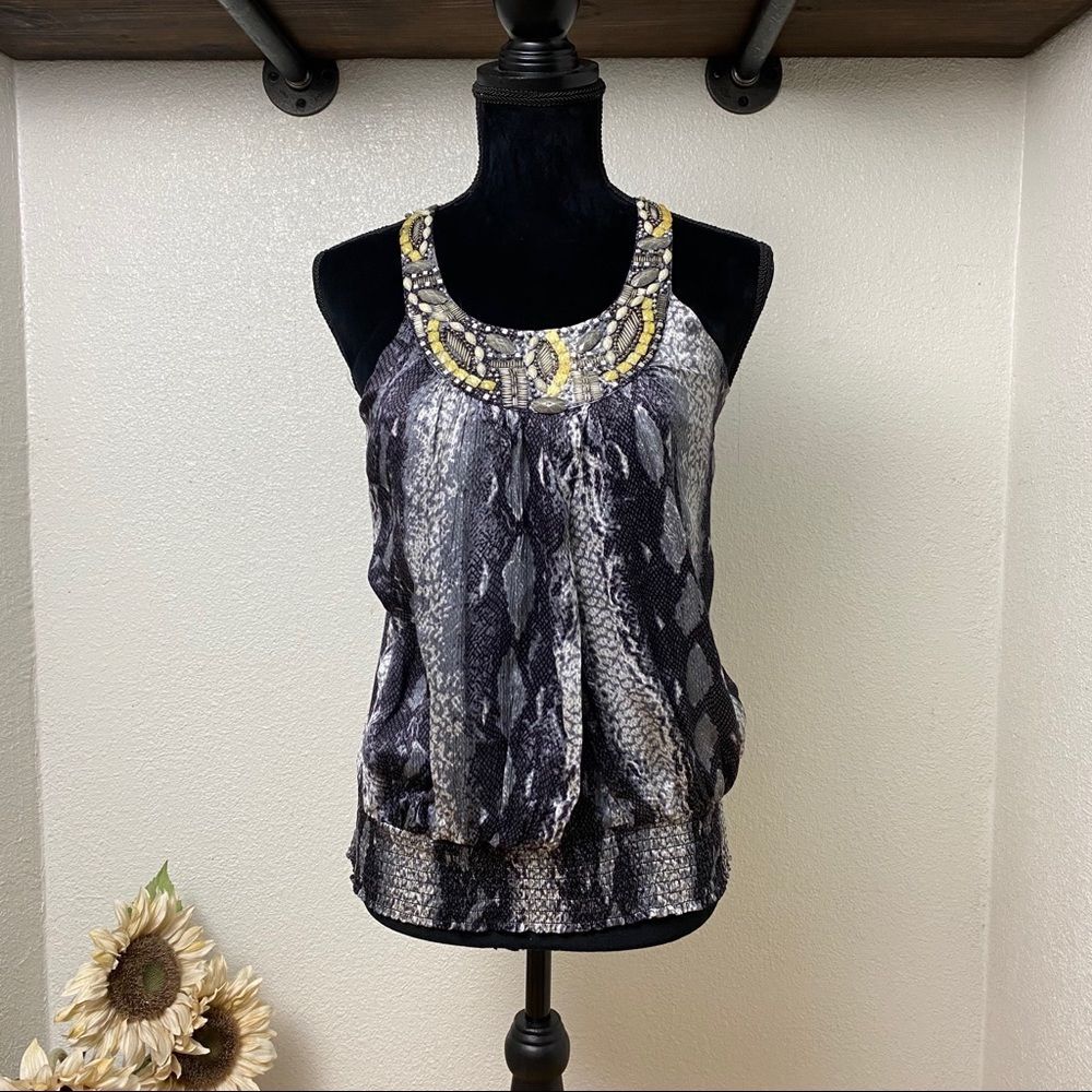 Silk Snakeskin Beaded Halter - Small